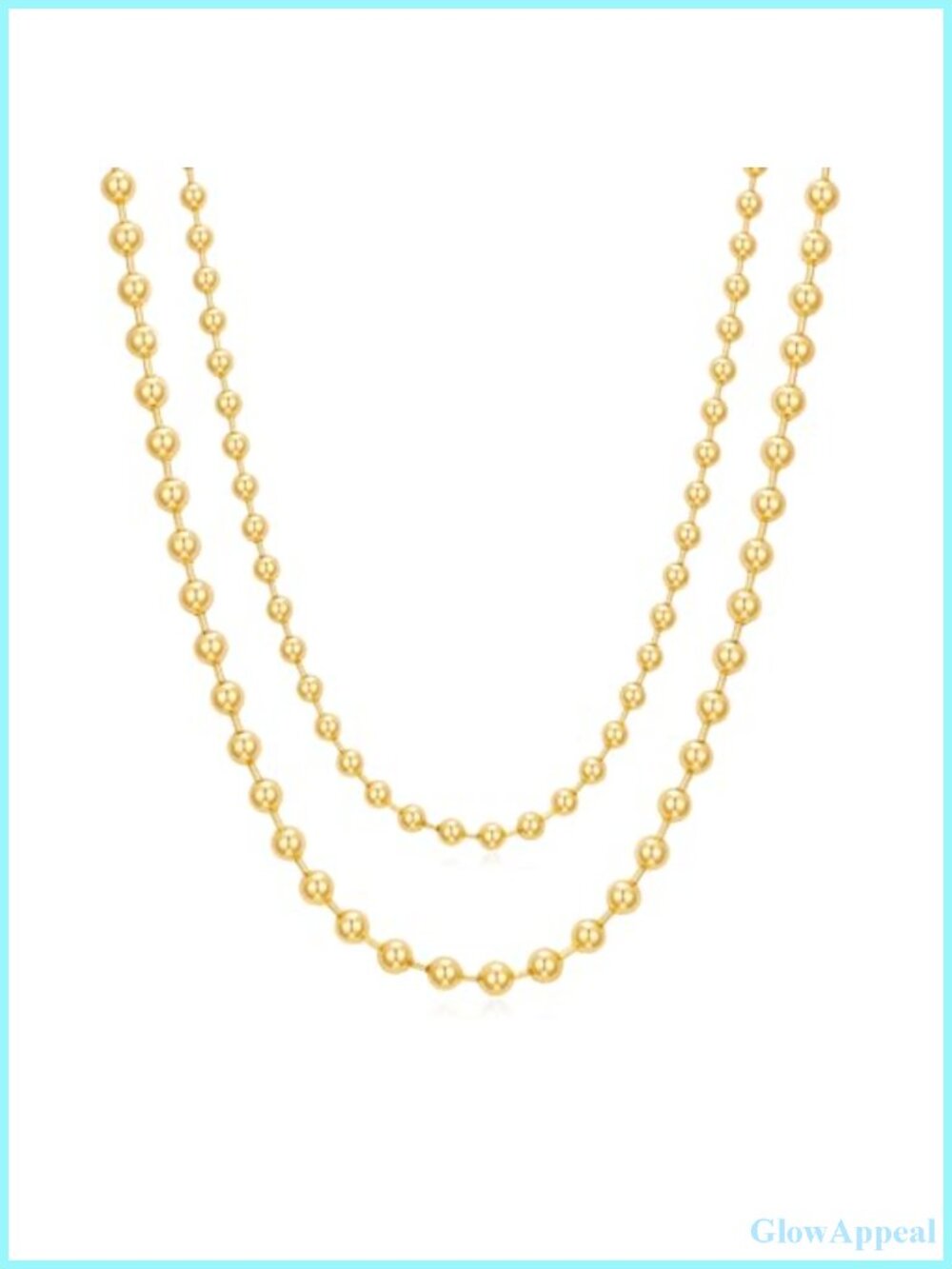 14K Gold Plated Beaded Necklace Set Layered Choker Ball Chain 2-Piece